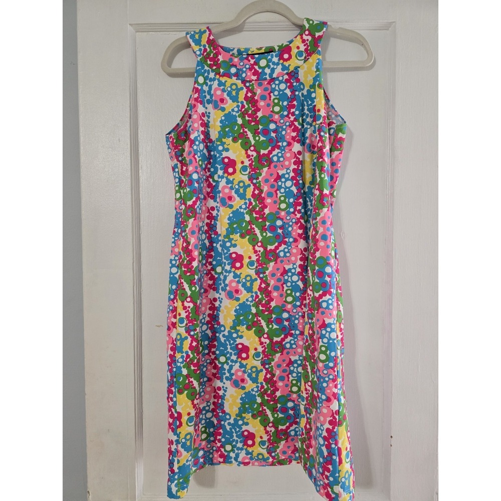 Katherine Way Women's Size M Bright Colorful Sleeveless Nylon Dress Made In USA